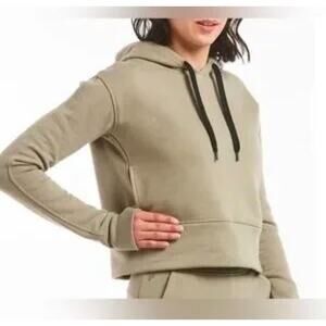 PUBLIC REC Luxe Fleece Cropped Hoodie Tan Beige Cream XL